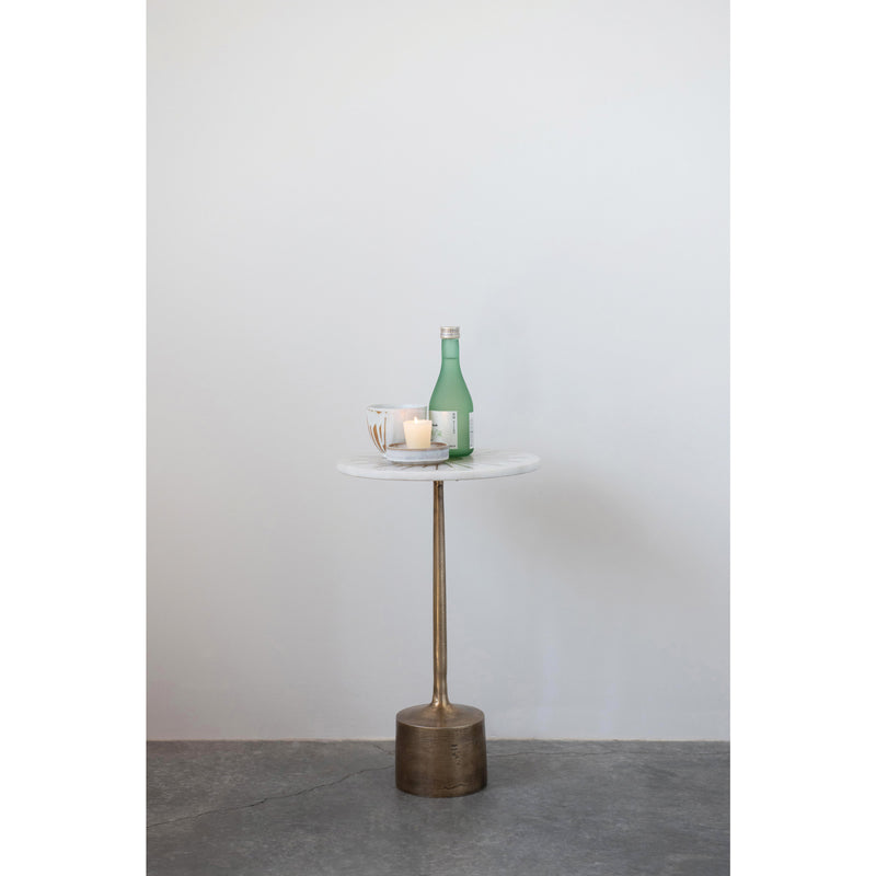 Metal Table with Marble and Metal Top